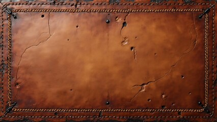 Hand-Stitched Aged Leather Saddle Texture, Intricate Stitching, Wear, and Discoloration