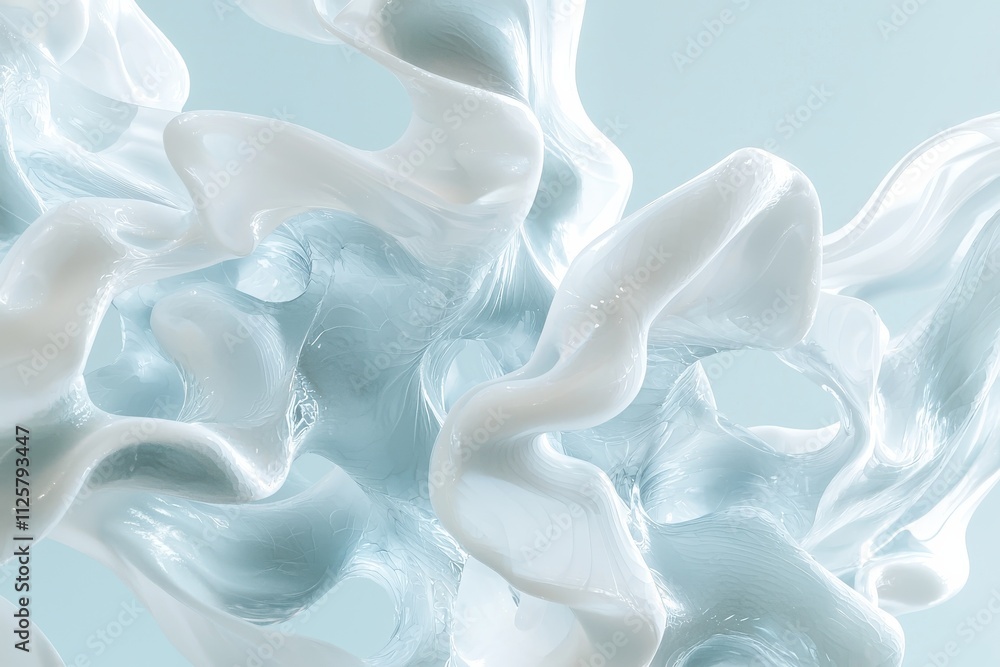 Poster surreal action of frozen fractals melting into smooth textures abstract art studio environment close