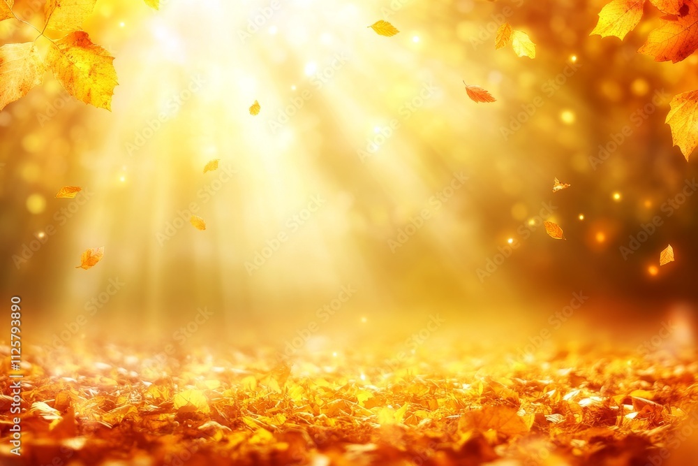 Aufkleber enchanting autumn scene with sunlight filtering through golden leaves creating a warm and inviting a