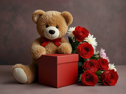 teddy bear with red rose