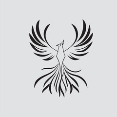 Fototapeta premium Elegant Phoenix Symbol Designs in Black Ink