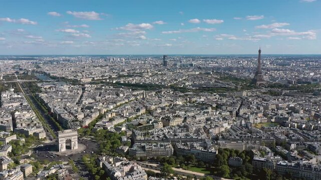 PARIS, FRANCE - OCTOBER 3, 2024 View of iconic landmarks and historic buildings from above showcasing the beauty of the cityscape