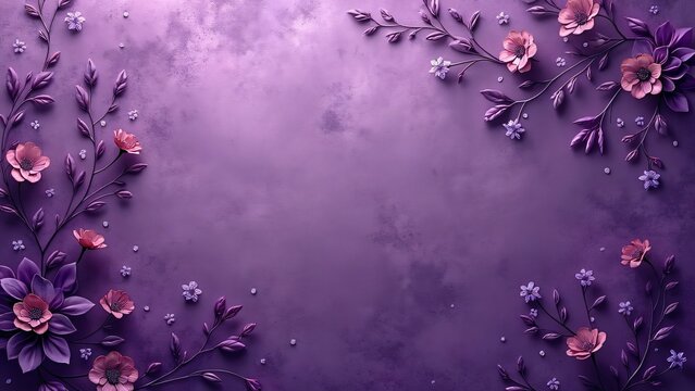 Elegant Purple Floral Background, AI-Generated Art