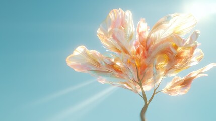 Vibrant tree with colorful feather leaves scenic outdoor setting nature bright sky background artistic viewpoint