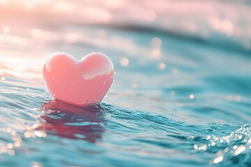 Fototapeta premium A heart is floating in the water