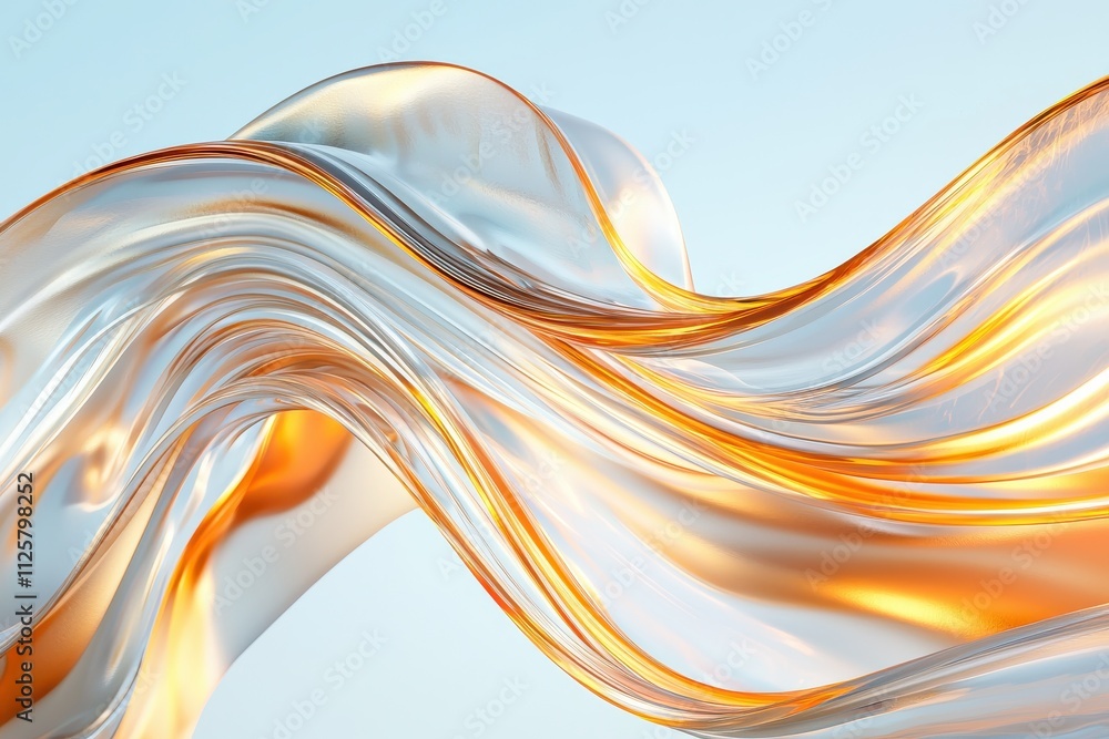 Poster surreal metallic threads flowing in air abstract art digital creation light environment high-angle v
