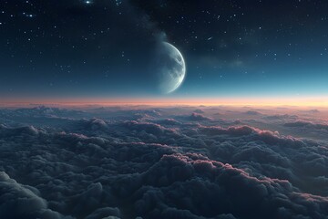 A view of the moon from above the clouds