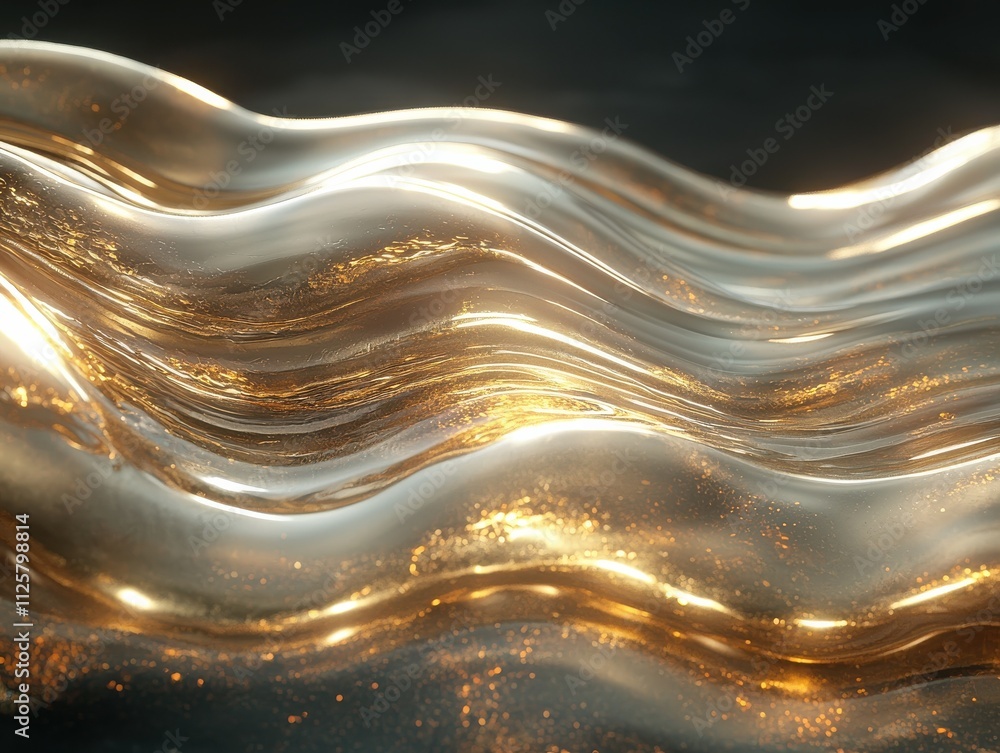 Poster surreal ripples of abstract textures in golden water digital art creation visual effects futuristic 