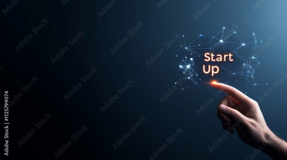 Aufkleber dynamic hand approaching innovative startup concept surrounded by digital connections and networks a
