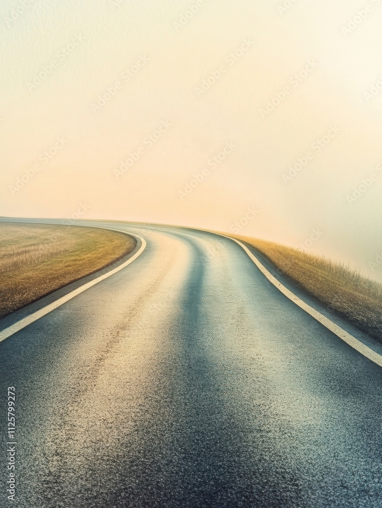 Fototapete a curved running track stretches towards the horizon, surrounded by open fields. the track features 