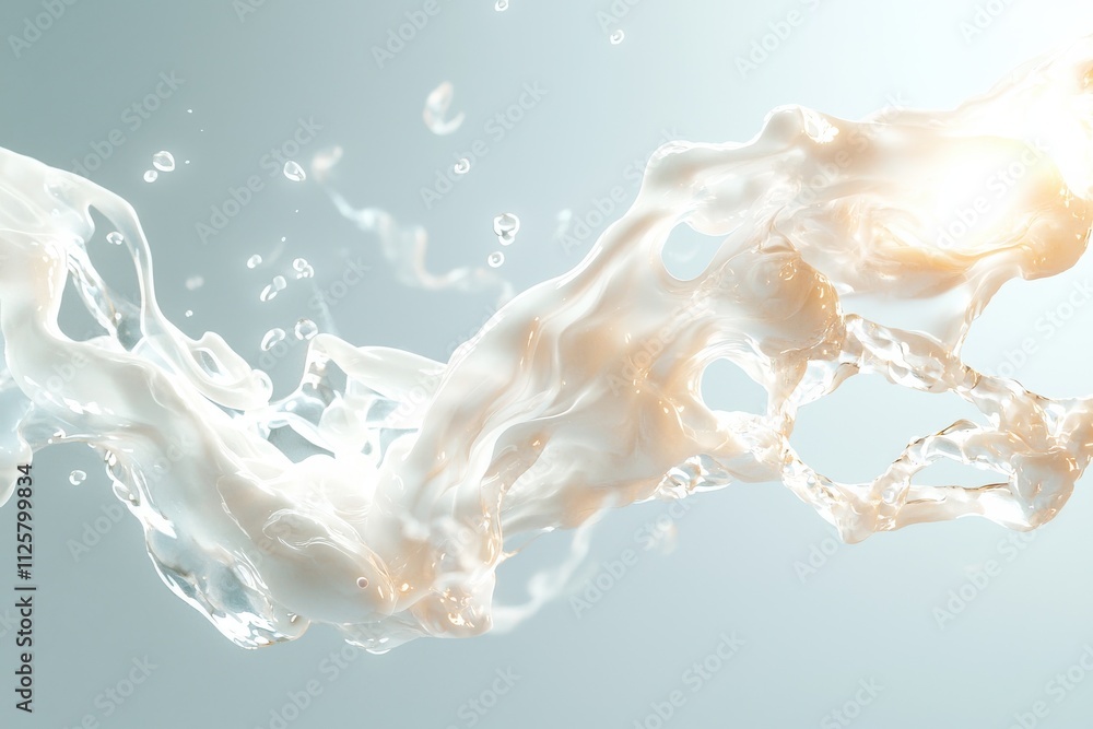 Poster surreal fluidityflowing liquid texture merging into light digital art abstract environment dynamic p