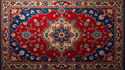 Luxurious Hand-Knotted Persian Rug, Deep Blues, Reds, and Golds