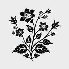 These elegant floral stencil designs feature intricate leaves and petals, ideal for crafts, tattoos, or decorative art.