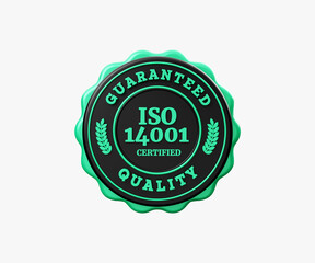 ISO 14001 Badge 3D Illustration