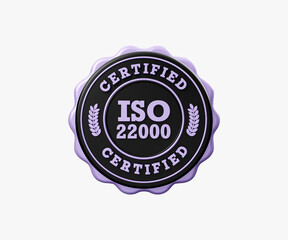 ISO 22000 Badge 3D Illustration icon design