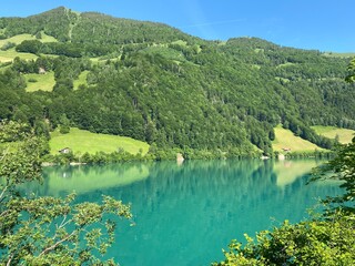 Lake Lungern or Natural reservoir Lungerersee - Canton of Obwald, Switzerland (Naturstausee Lungernsee oder Lungerensee - Kanton Obwald, Schweiz)