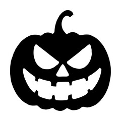 Pumpkin face black and white icon 