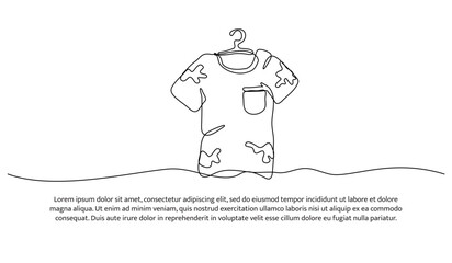Continuous one line design of shirt. Minimalist style vector illustration on white background.