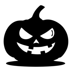 Pumpkin face black and white icon 