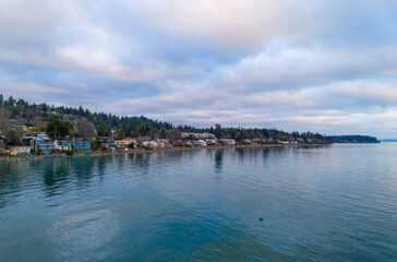 Scenic Coastal View of Vancouver Island, BC, Canada on a Cloudy Day