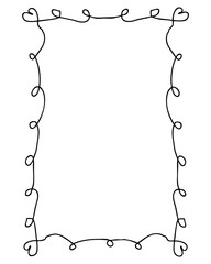Hand drawn Valentine rectangular vertical empty frame. Simple doodle vector illustration for decor and design.