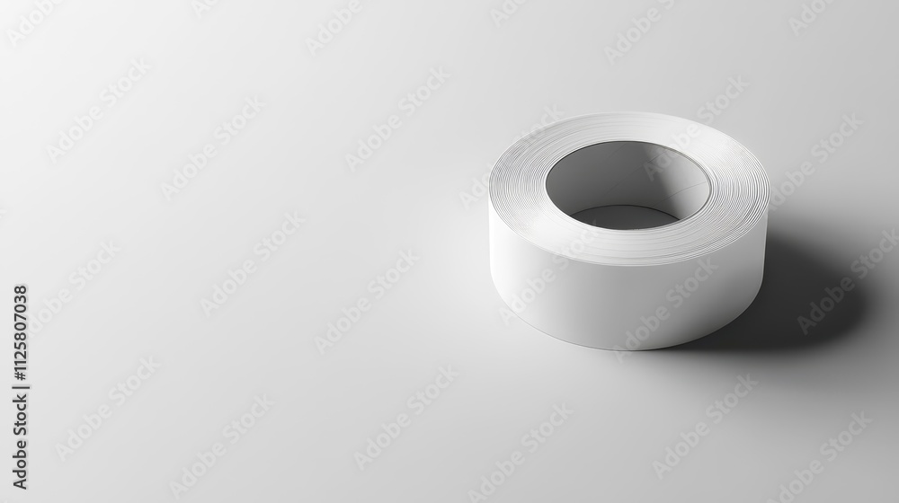 Poster roll of white adhesive tape on a smooth surface with soft shadows and minimalistic design, perfect f