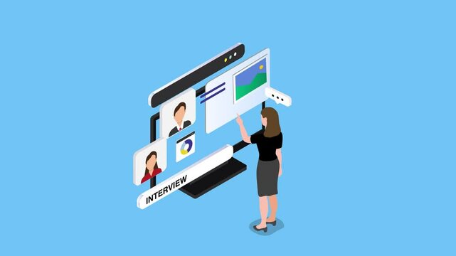 Virtual Job Interview and Online Recruitment 3d animation cartoon
