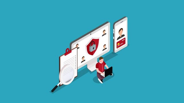 Cybersecurity and Data Protection 3d animation cartoon