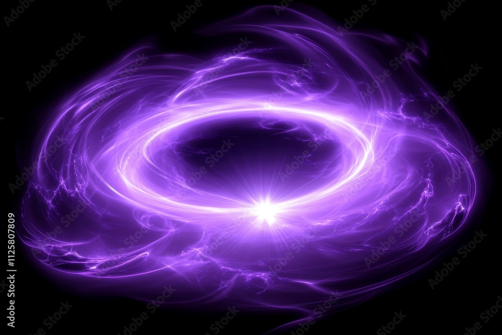 Poster mesmerizing purple energy swirl with bright central core creating otherworldly illumination and dept