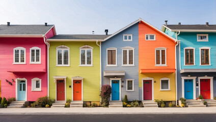 Row of Houses with Colorful Doors