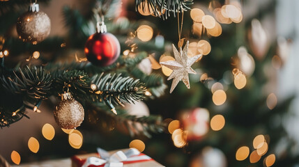 Close up of decorative christmas tree