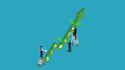 Business Sustainability Growth with Renewable Energy and Technology 3d animation cartoon - Powered by Adobe