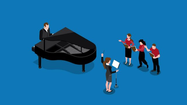 Characters Singing in Chorus with Musical Accompaniment 3d animation cartoon