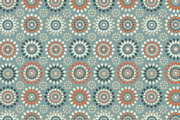 Geometric colorful circles round seamless repeat pattern