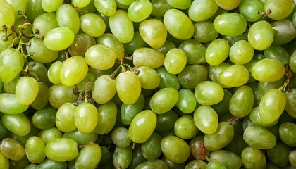 Flat Lay Top View of Bright Ripe Fragrant Green Grape Fruit as Background