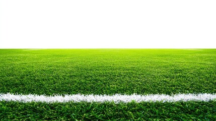 Lush Green Soccer Field With White Chalk Line Under Clear Sky