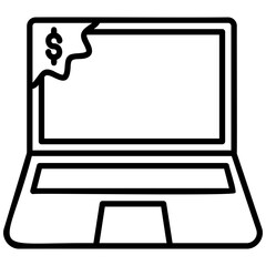 Laptop Discount Icon in Line Style
