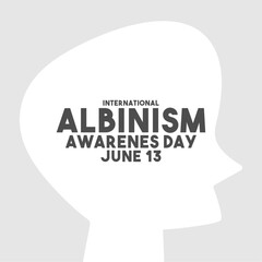 Vector Illustration of International Albinism Awareness Day. June 13. Human head icon. Flat design vector.