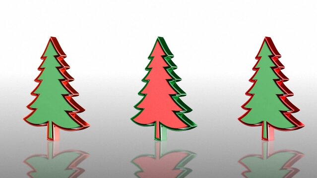 3D Rotating Christmas Tree Icon with Materials