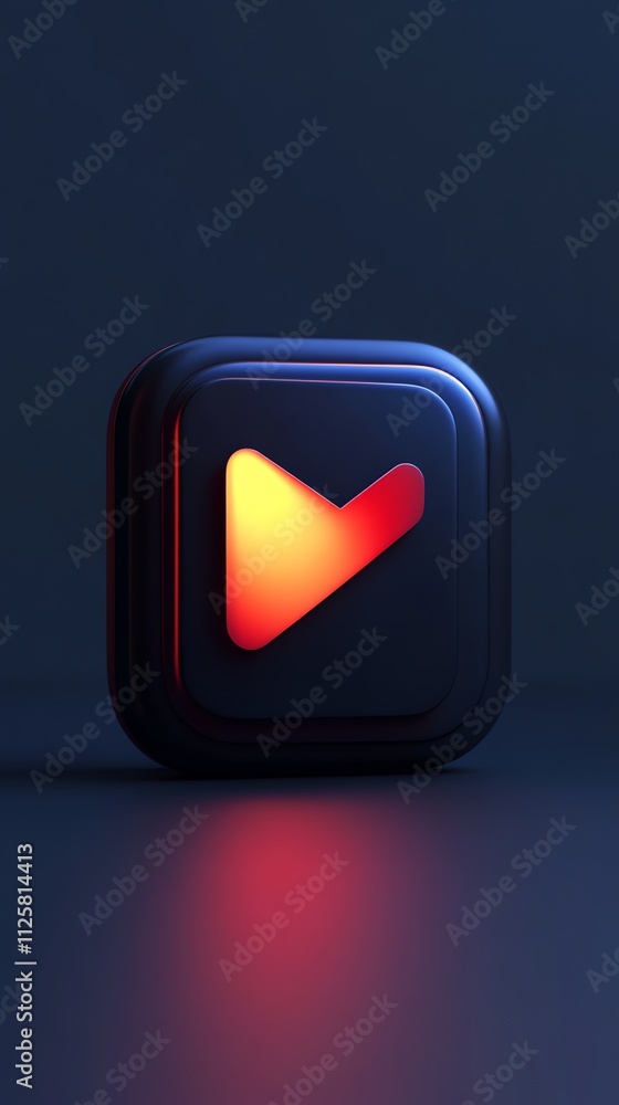 Aufkleber a stylized logo featuring a play button in gradient colors against a dark background.