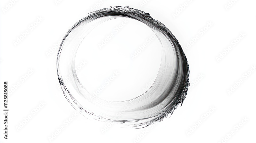 Poster artistic circular water splash with smooth curves, blending abstraction and natural visuals,