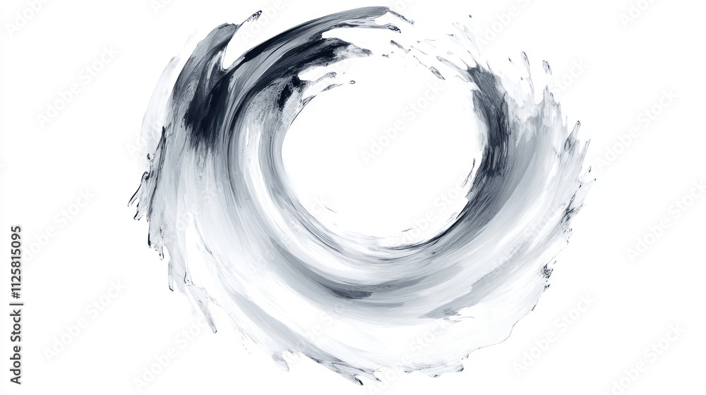 Poster artistic circular water splash with smooth curves, blending abstraction and natural visuals,