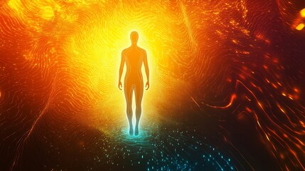 Radiant Convergence:A Luminous of the Human Form in Abstract Harmony