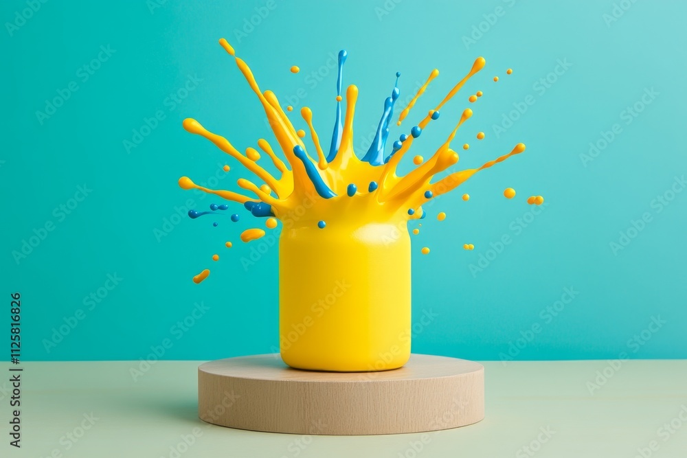 Aufkleber A clean and vibrant representation of a dynamic explosion of abstract shapes, symbolizing creative energy