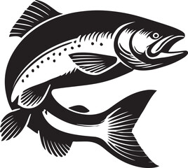 Salmon fish silhouette logo, icon design vector illustration