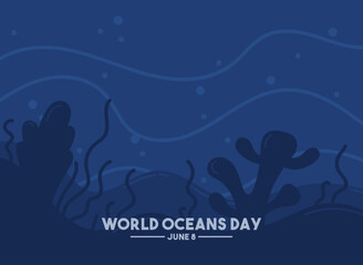 World Oceans Day. June 8. Ocean background.