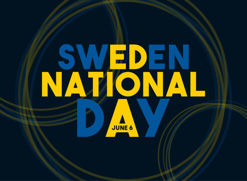 Sweden National day. June 6. Text design. Abstract background. Poster, banner, card, background.