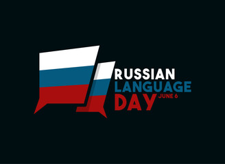 Russian Language Day. June 6. Chat icon. Russian flag. Flat design vector. Poster, banner, card, background.