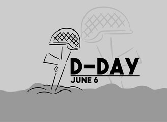 D-Day. June 6. Hand drawn. Abstract design vector.