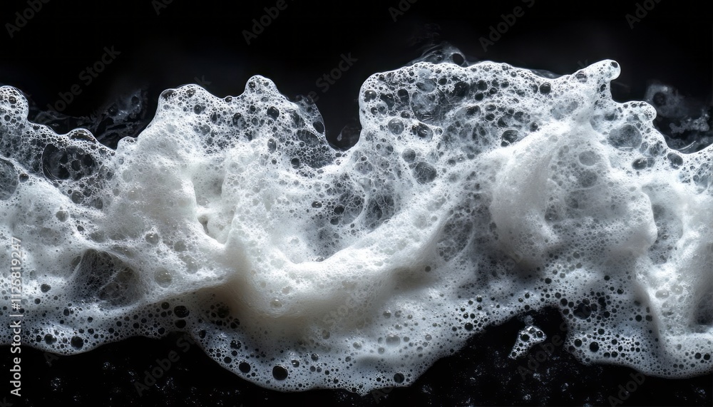 Aufkleber turbulent water generates dynamic foam patterns with air bubbles on a dark surface